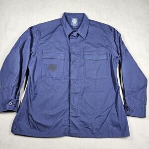 US Coast Guard ODU Uniform Shirt Mens 46R Fox Apparel Navy Blue Ripstop Tactical